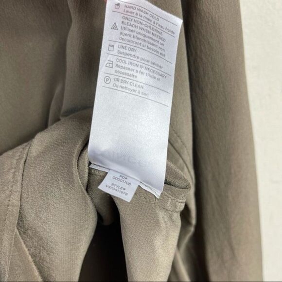 Vince Shirred 100% Silk Blouse Top XS Drop Shoulder Slouchy Balloon Long Sleeve - Picture 9 of 15